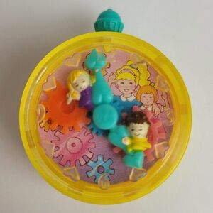 Polly Pocket 1994 Bluebird Vintage Yellow Pocket Watch Spinner Toy